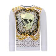 Sweater Tony Backer Print Skull Strass