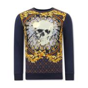 Sweater Tony Backer Print Skull Strass