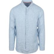 Overhemd Lange Mouw Superdry Overhemd Linnen Vacation Azure Blue Strip...