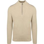 Sweater Suitable Half Zip Trui Patch Ecru