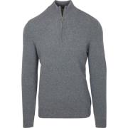 Sweater Profuomo Half Zip Pullover Wol Blend Blauw