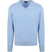 Sweater William Lockie V-Hals Lamswol Lichtblauw