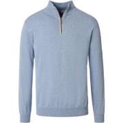 Sweater Casa Moda Halfzip Trui Solid Lichtblauw