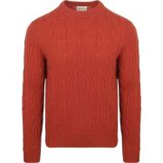 Trui Gant Pullover Crewneck Lambswool Cable Modern Rust