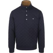 Sweater Gant Quilted Mocker Pullover Navy