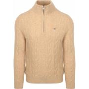 Sweater Gant Halfzip Lamswol Trui Cable Beige