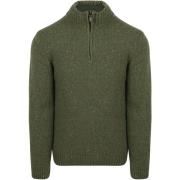 Sweater Suitable Half Zip Trui Donnegal Tweed Eco Wool Groen