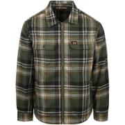 Sweater Superdry Overshirt Miller Wool Blend Ruit Groen
