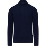 Sweater State Of Art Half Zip Trui Wool Blend Navy