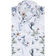 Overhemd Lange Mouw Profuomo Overhemd Bloemenprint Wit