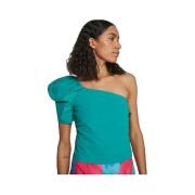 Blouse Vila Blouse asymétrique une épaule turquoise