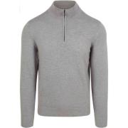 Sweater Suitable Slub Yarn Half Zip Trui Grijs