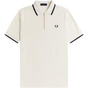 Polo Shirt Korte Mouw Fred Perry Crepe Pique Zip Neck Polo Shirt Ecru