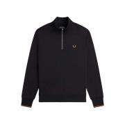 Sweater Fred Perry Half Zip Sweatshirt Black Shaded Stone