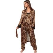 Setjes Admas Lange satijnen negligé Glam Leopard