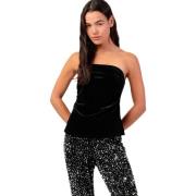 Blouse Admas Bandeau bustier fluwelen top Velour And Lace