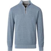 Trui Casa Moda Halfzip Trui Structure Melange Blauw