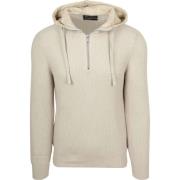 Sweater Marc O'Polo Hooded Half Zip Pullover Structured Bi-Colour Ecru