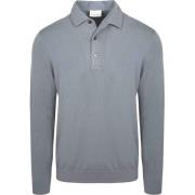 Polo Shirt Lange Mouw Profuomo Longsleeve Poloshirt Luxury Basic Blauw