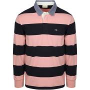 Trui Gant Heavy Rugger Shield Polo Streep Navy Roze