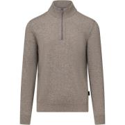 Sweater State Of Art Half Zip Trui Wool Blend Melange Taupe