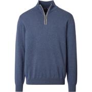 Trui Casa Moda Halfzip Trui Solid Blauw