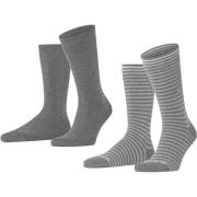 Socks Burlington Everyday 2-Pack Strepen Grijs