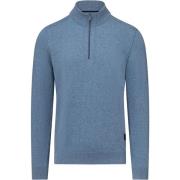 Sweater State Of Art Half Zip Trui Wool Blend Melange Blauw