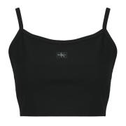 Top Calvin Klein Jeans SL WOVEN LABEL 2X2 BABY RIB CROP