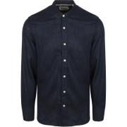 Overhemd Lange Mouw Scotch &amp; Soda Linnen Mao Overhemd Navy