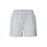 Korte Broek Selected Cooper-Seersucker Swim Trunks - Blue Mirage