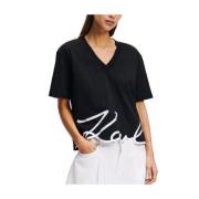 T-shirt Korte Mouw Karl Lagerfeld Karl Signature Hem V-nk Ts Black