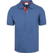 Polo Shirt Korte Mouw Gant Contrast Piqué Poloshirt Vintage Blauw