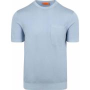 T-shirt Korte Mouw Suitable Knitted T-shirt Pocket Compact Lichtblauw
