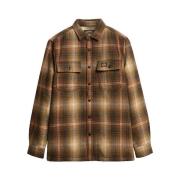 Overhemd Lange Mouw Superdry Surchemise Wool Miller Marron Homme