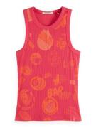 Scotch & Soda Tanktop All Over Print Rib Roze dames