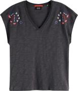 Scotch & Soda T-shirt Embroidered Grijs dames