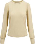 Zusss Top met Lange Mouw en Col Shimmer Beige dames