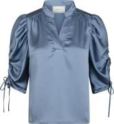 Neo Noir Blouse Alvira Drapy Satin  Blauw dames