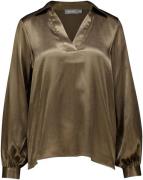 Geisha Blouse shiny satin Bruin dames