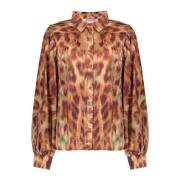 Geisha Blouse Print Bruin dames