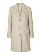 Selected Femme Wollen Jas Sasia Boucle Beige dames