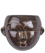 Present Time Bloempotten Wall plant pot Mask round glazed Bruin