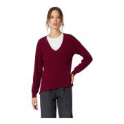 Asymmetrisch shirt met v -neck tot m414wu Manila Grace , Red , Dames