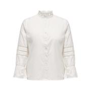 Witte Frill Shirt - Carlena L/S WVN Only Carmakoma , White , Dames