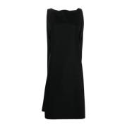 Zwarte A-Lijn Midi Jurk van Wol Maison Margiela , Black , Dames