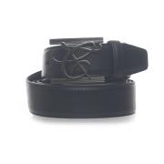 Leren Riem Canali , Black , Heren