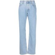 Blauwe Denim High-Waisted Straight Leg Jeans The Attico , Blue , Dames