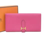 Pre-owned Leather wallets Hermès Vintage , Pink , Dames