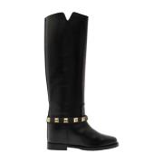 Zwarte Stud Laarzen Via Roma 15 , Black , Dames